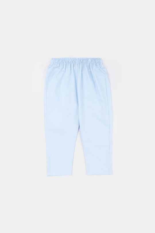 Boys Poly Viscose Kurta Pajama (Cut Collar) - Light Blue