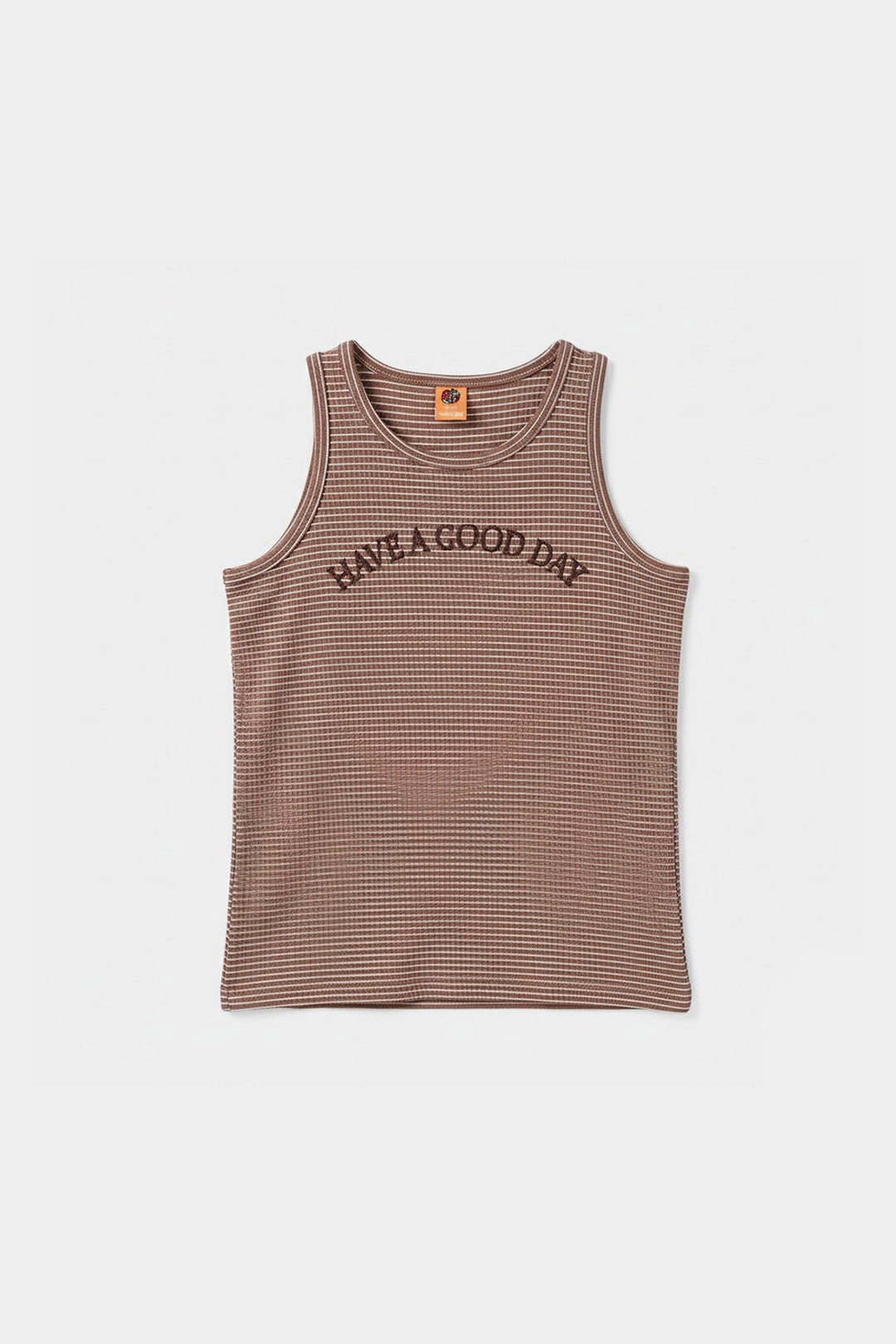 Boys Yarn Dyed Sando (Have A Good Day) - Brown