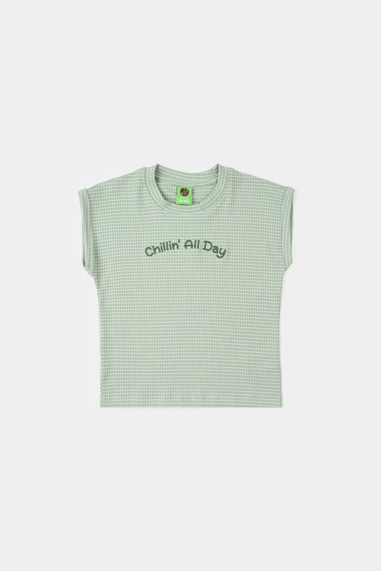 Infant Boys 2x1 Rib Sando (Chill In All Day) - Green
