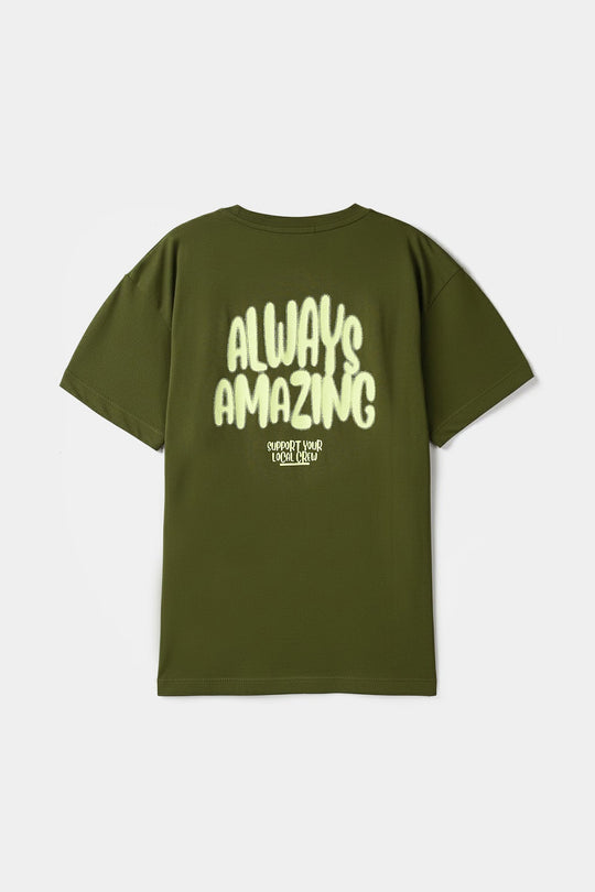 Boys Jersey/Terry  T-Shirt Always - Olive Green