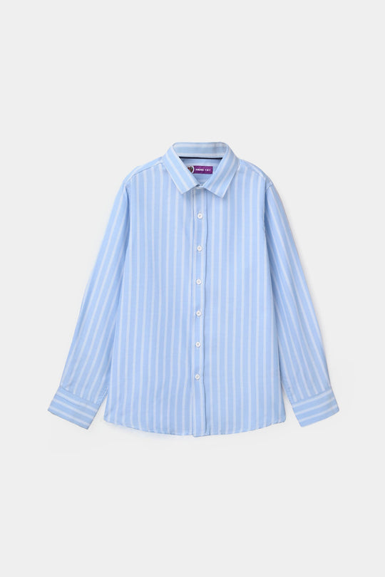 Boys Yarn Dyed Shirt (Stripe) - Blue