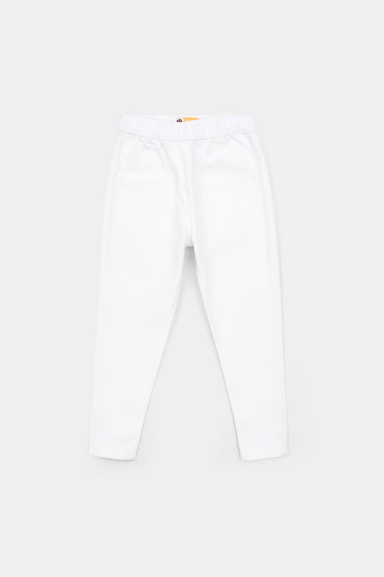Girls Cotton Twill Basic Jeggings - White