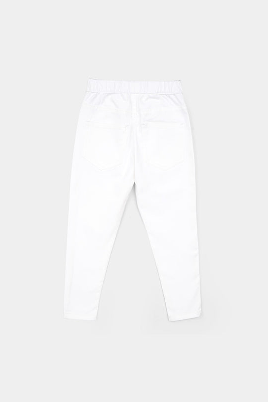 Girls Cotton Twill Basic Jeggings - White