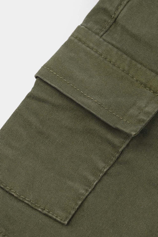 Boys Cotton Twill Shorts - Olive green