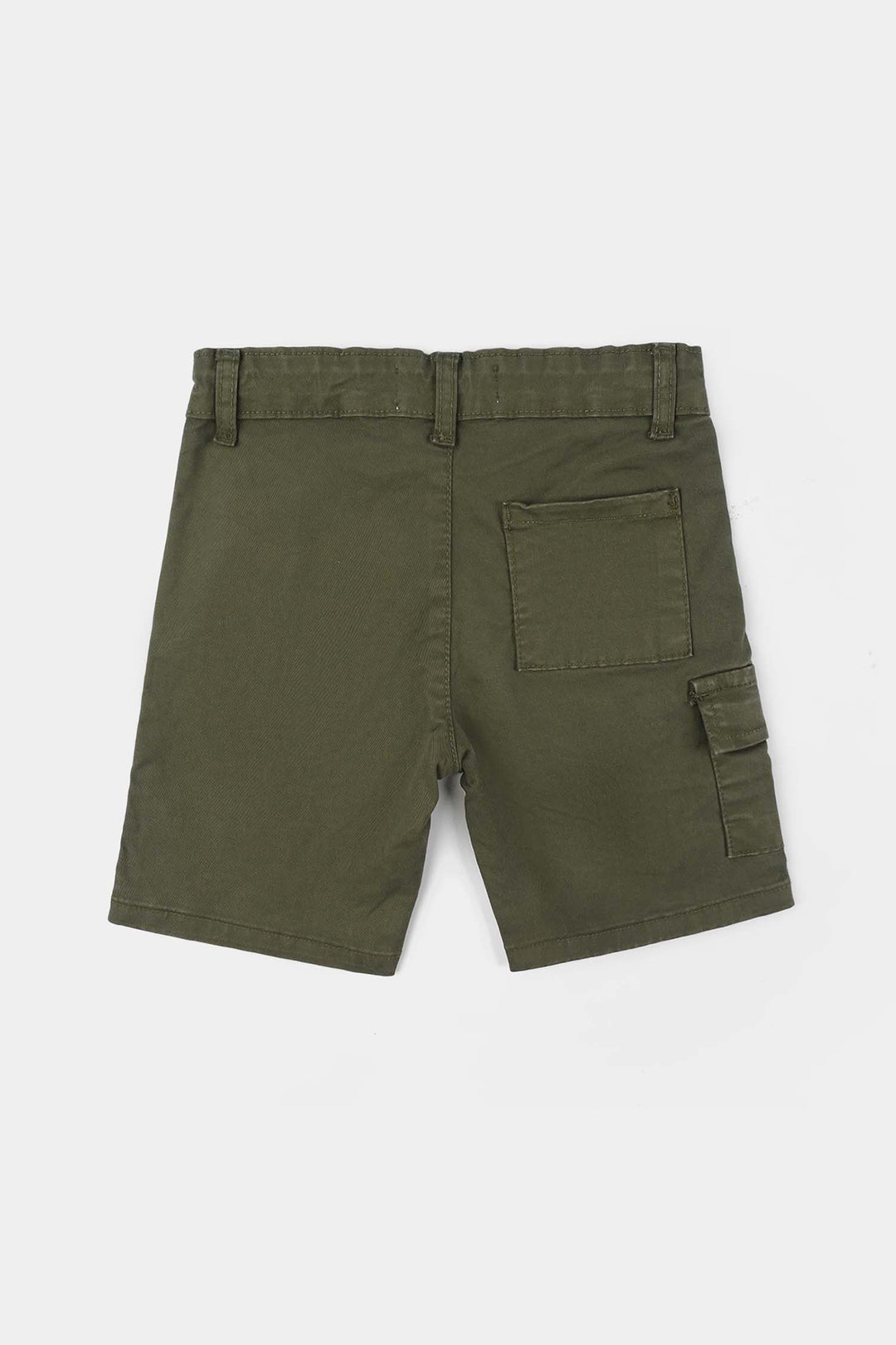Boys Cotton Twill Shorts - Olive green