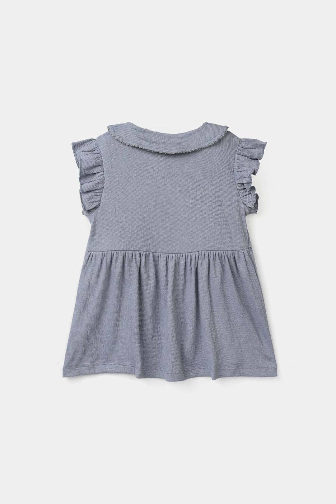Infant Girls Poly Crinkle Knitted Frock (Ice-Cream) - Blue