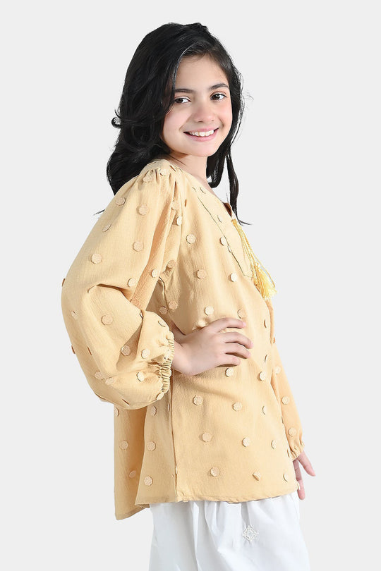 Girls Poly Crinkle Top (Fairy) – Yellow