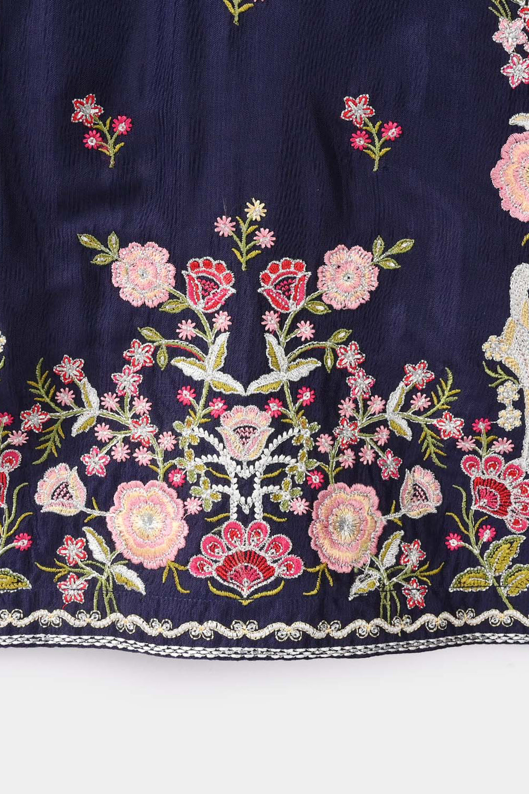 Girls Raw Silk 4Pcs Blossom - Navy Blue
