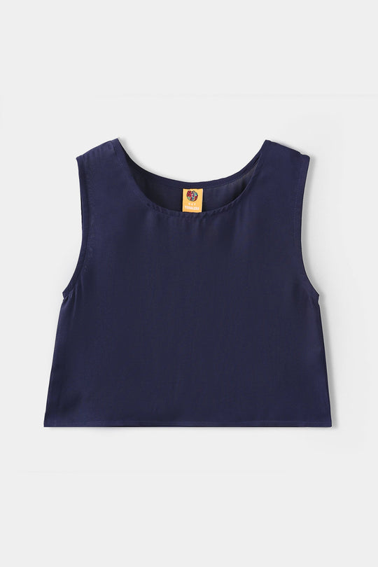 Girls Raw Silk 4Pcs Blossom - Navy Blue