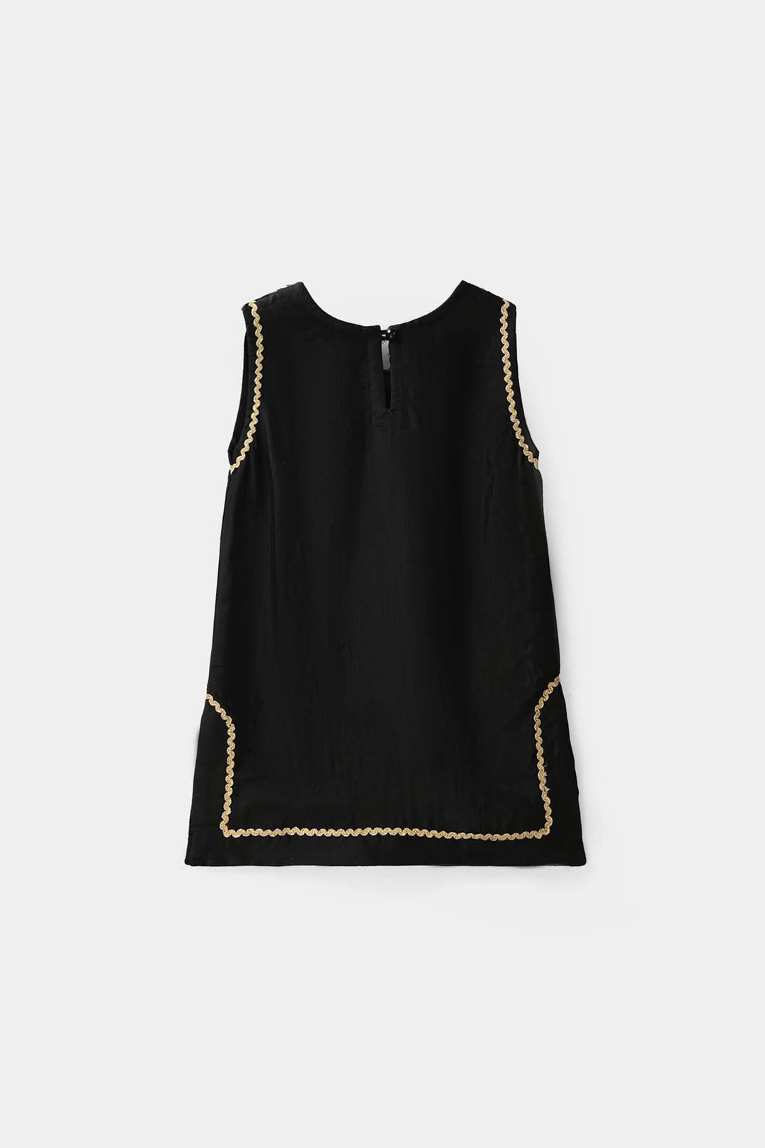 Infant Girls Raw Silk 2Pcs Gota Phool - Black