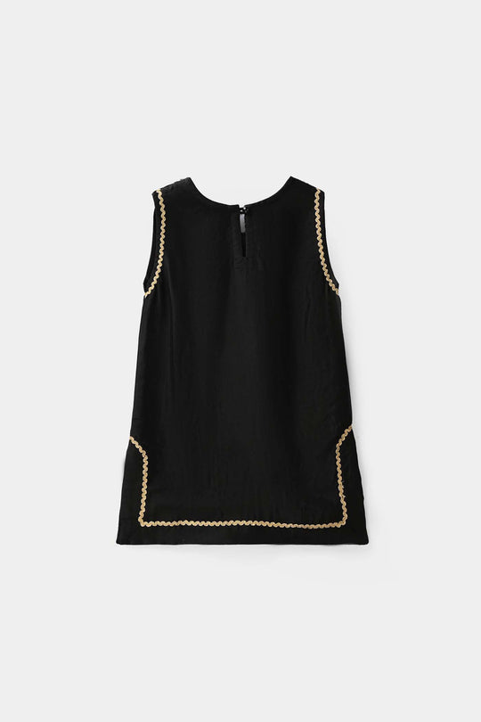 Infant Girls Raw Silk 2Pcs Gota Phool - Black