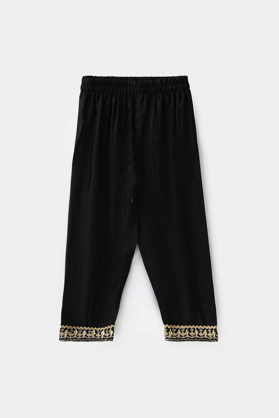 Infant Girls Raw Silk 2Pcs Gota Phool - Black