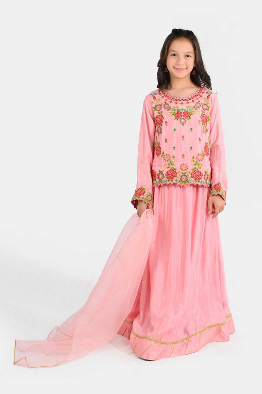 Girls Raw Silk 3-Piece Suit (Rose Gul) - Paradise Pink