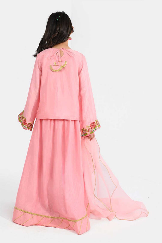 Girls Raw Silk 3-Piece Suit (Rose Gul) - Paradise Pink