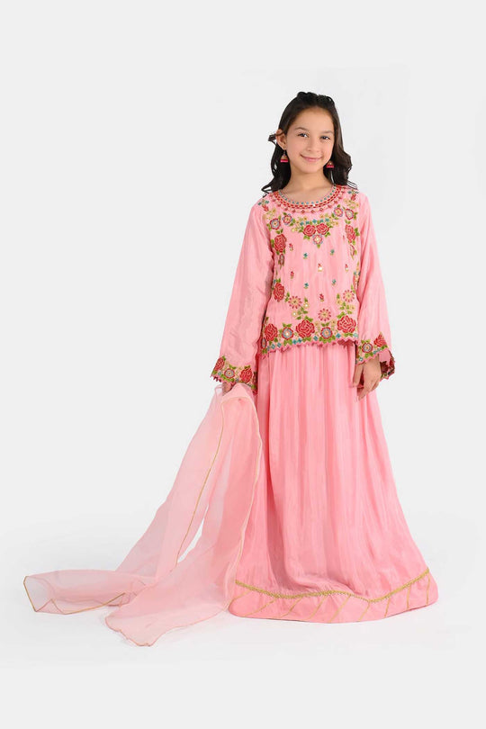 Girls Raw Silk 3-Piece Suit (Rose Gul) - Paradise Pink