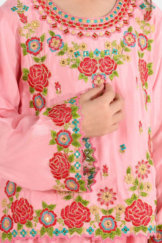 Girls Raw Silk 3-Piece Suit (Rose Gul) - Paradise Pink