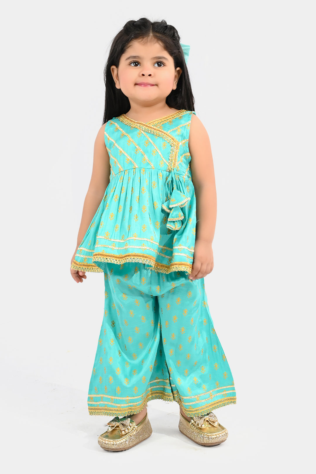 Infant Girls Raw Silk 2Pcs (Anarkha Style) - Gul Mirah/Turquoise