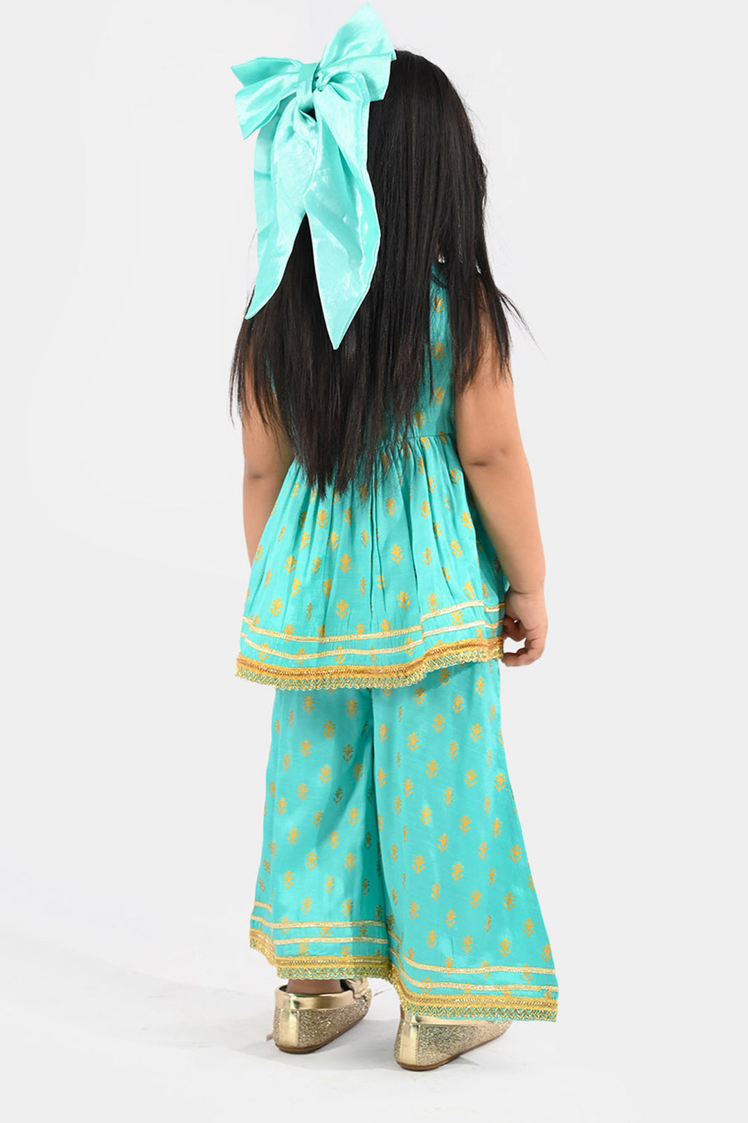 Infant Girls Raw Silk 2Pcs (Anarkha Style) - Gul Mirah/Turquoise