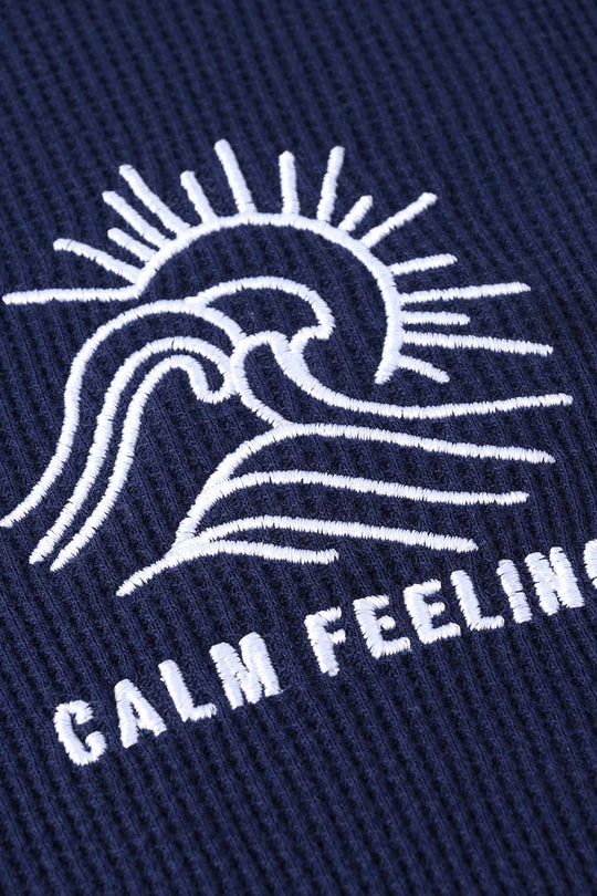 Boys Thermal Sando Calm Feelings - Navy Blue