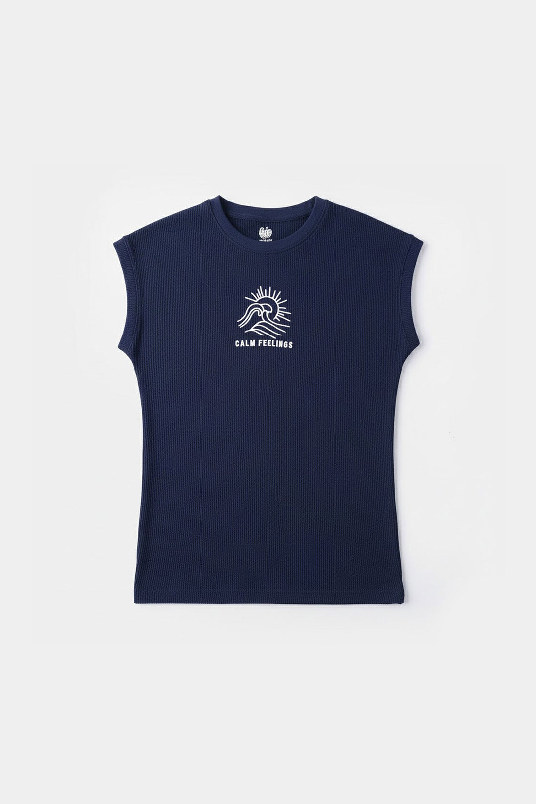 Boys Thermal Sando Calm Feelings - Navy Blue