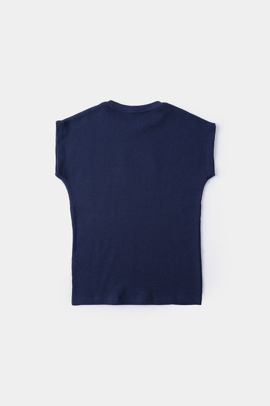 Boys Thermal Sando Calm Feelings - Navy Blue