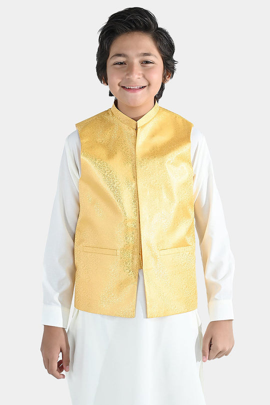 Boys Poly Viscose Waistcoat (Essential)-Yellow