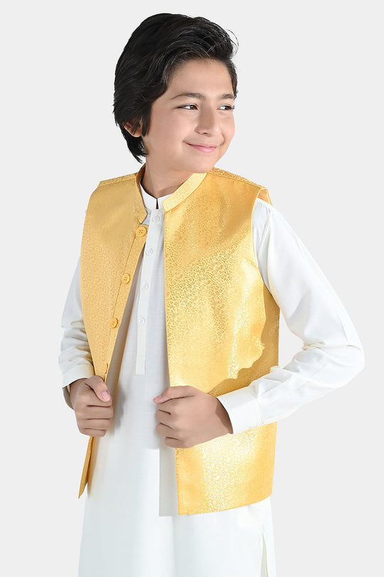 Boys Poly Viscose Waistcoat (Essential)-Yellow
