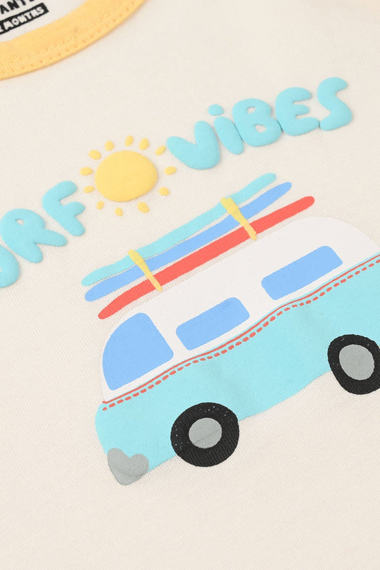 Infant Boys Jersey/Terry Sando (Surf Vibes) - Off White