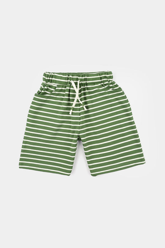 Boys Jumbo Pique Short (Stripes) - Green