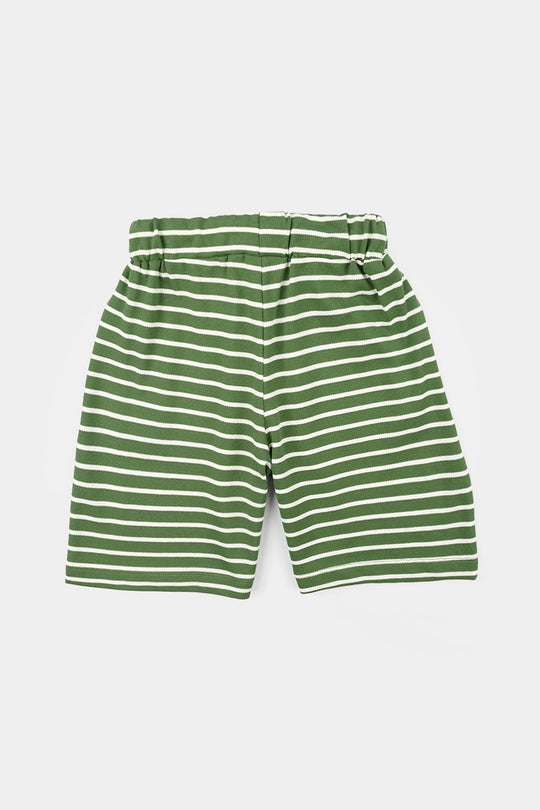 Boys Jumbo Pique Short (Stripes) - Green