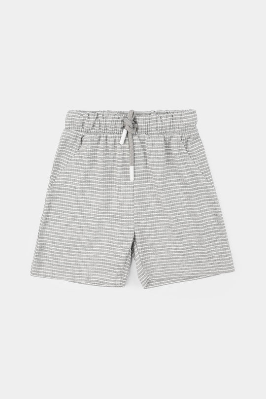 Infant Boys Jacquard Shorts Stripes - Grey/White