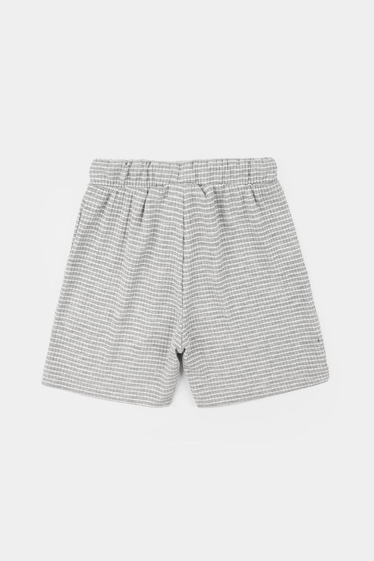 Infant Boys Jacquard Shorts Stripes - Grey/White