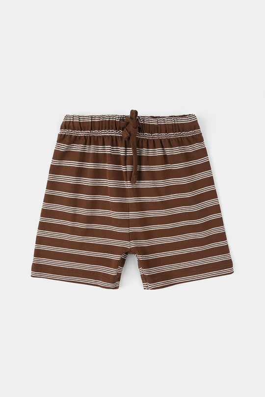 Infant Boys Yarn Dyed Suit Bear - Brown