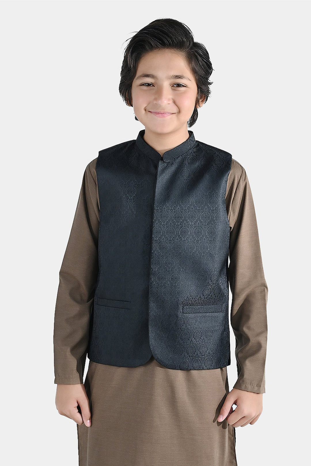 Boys Poly Viscose Waist Coat - Black
