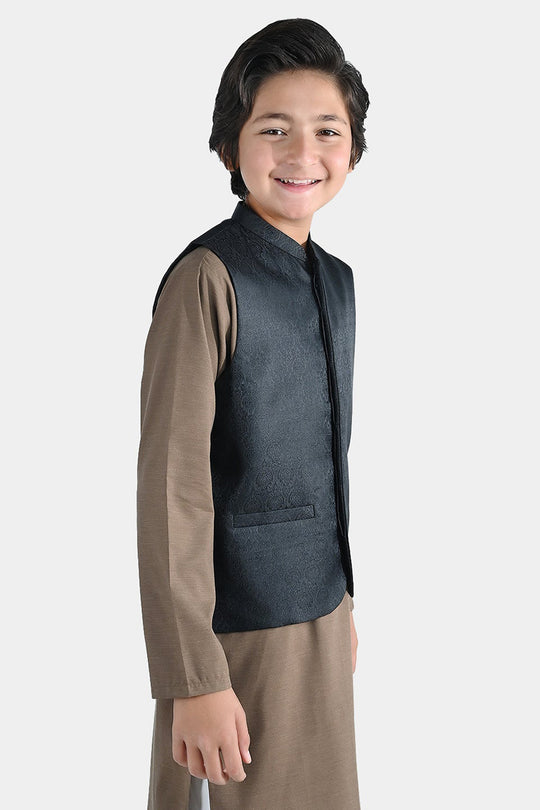 Boys Poly Viscose Waist Coat - Black