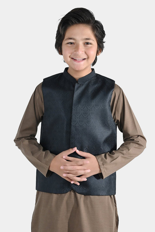 Boys Poly Viscose Waist Coat - Black