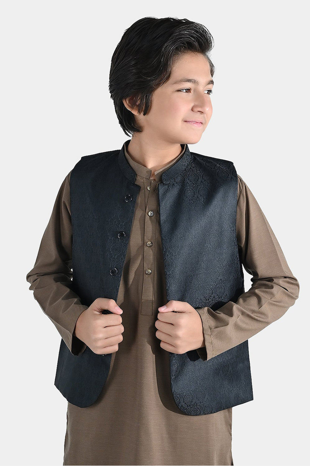 Boys Poly Viscose Waist Coat - Black