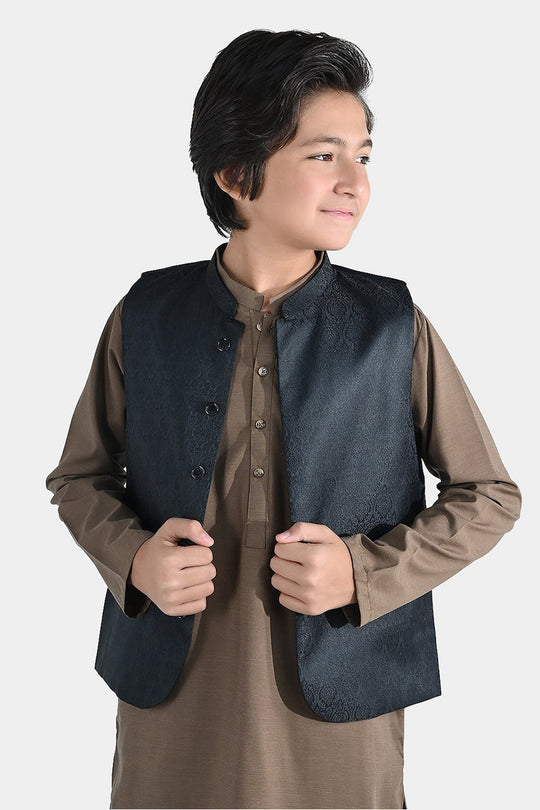Boys Poly Viscose Waist Coat - Black