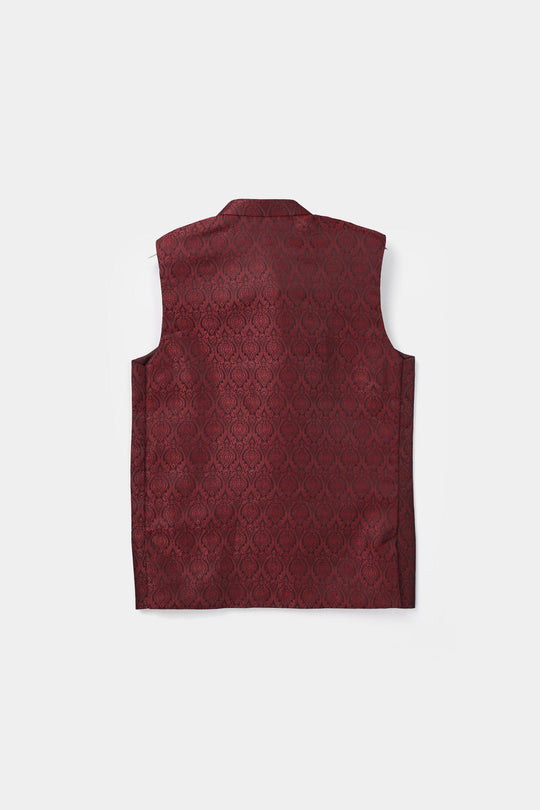 Boys Poly Viscose Waist Coat - Red