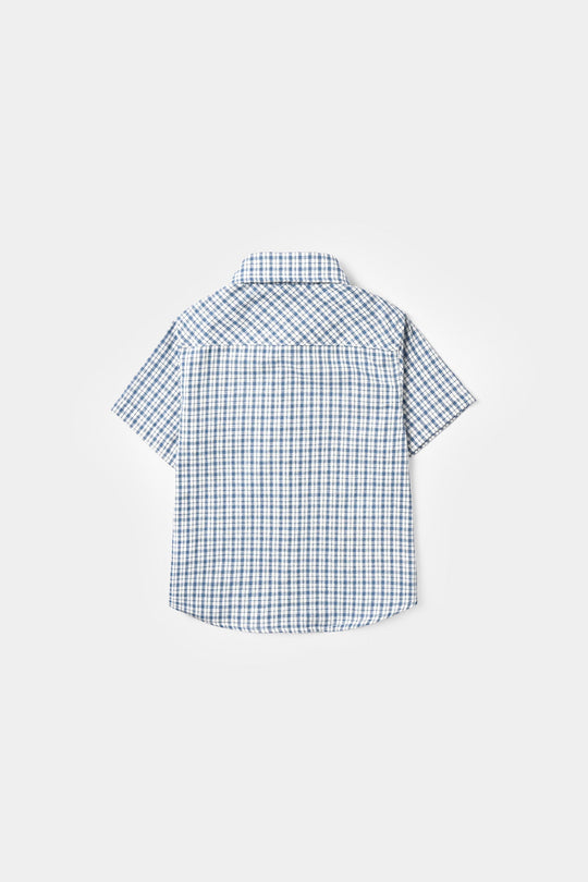 Infant Boys Yarn Dyed Shirt (Monster Team) - Blue