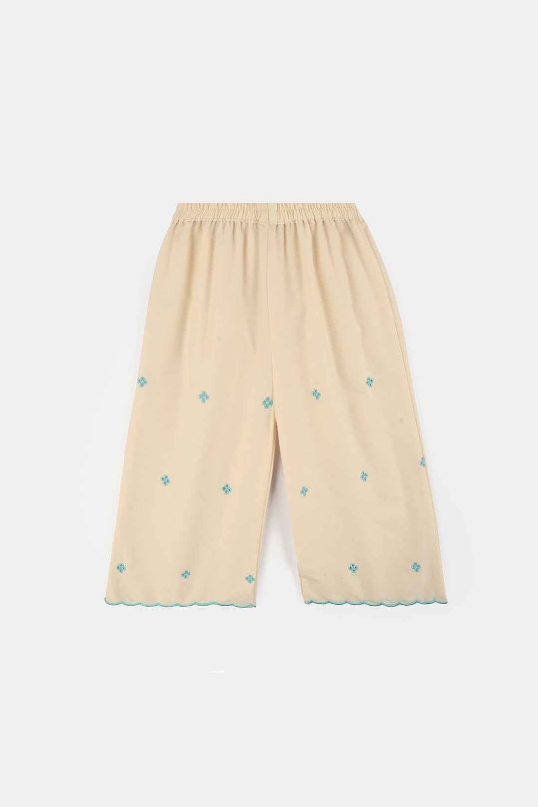 Girls Cotton Emb 2Pcs Mini Diva-Off.White
