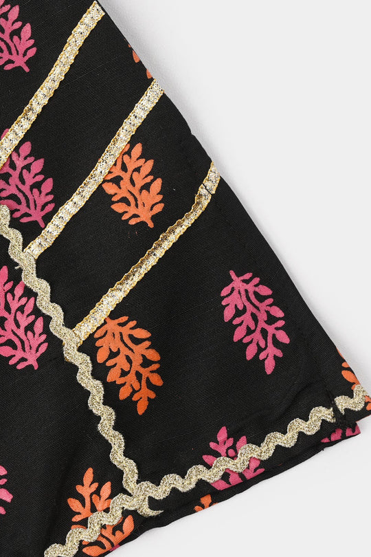 Infant Girls Raw Silk 2Pcs - Black