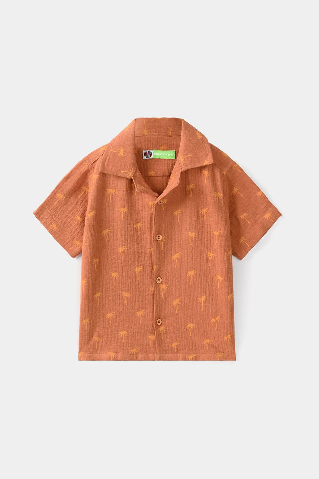 Infant Boys Gauze Woven Suit Palm Tree - Brown