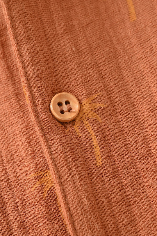 Infant Boys Gauze Woven Suit Palm Tree - Brown