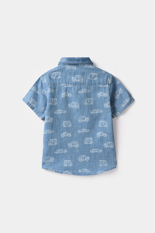 Infant Boys Tencel Denim Suit - Light Blue