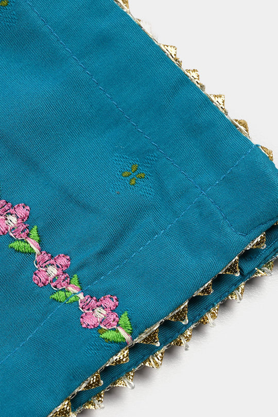 Infant Girls Jacquard Embroidered Suit 2 Piece (Dream Rani) - Teal Blue