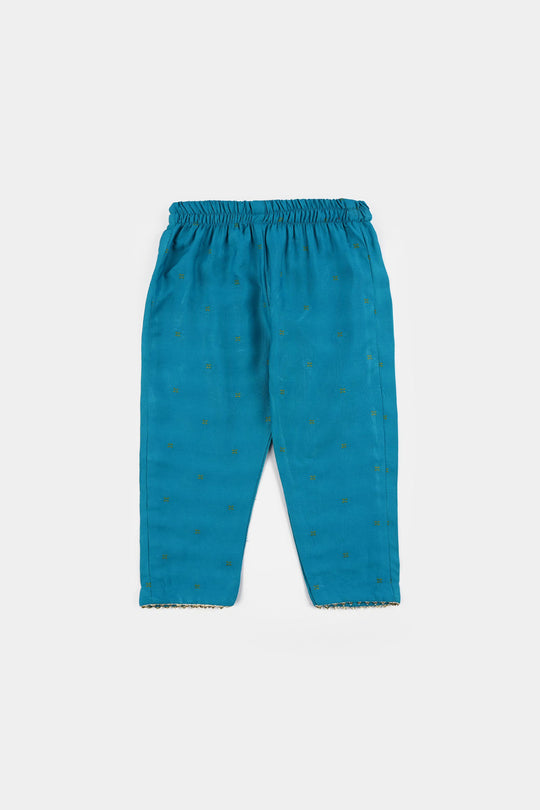 Infant Girls Jacquard Embroidered Suit 2 Piece (Dream Rani) - Teal Blue