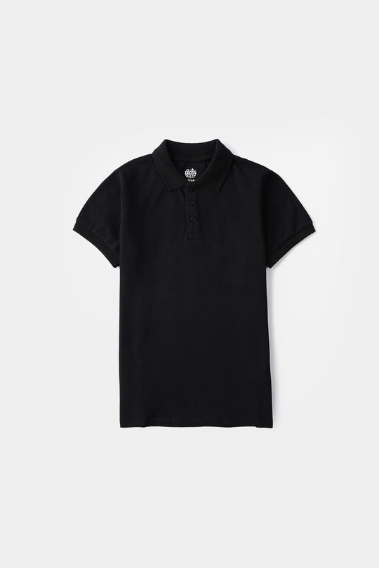Boys Cotton PK Polo Basic - Black