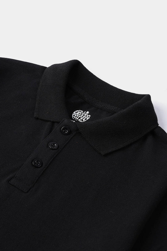 Boys Cotton PK Polo Basic - Black