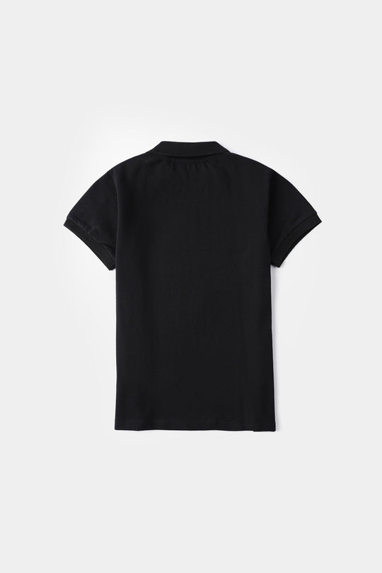 Boys Cotton PK Polo Basic - Black